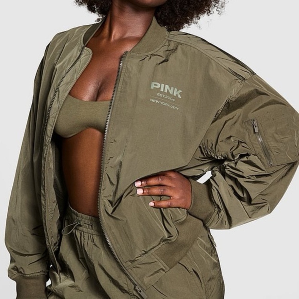 PINK Victoria's Secret Khaki Bomber Jacket